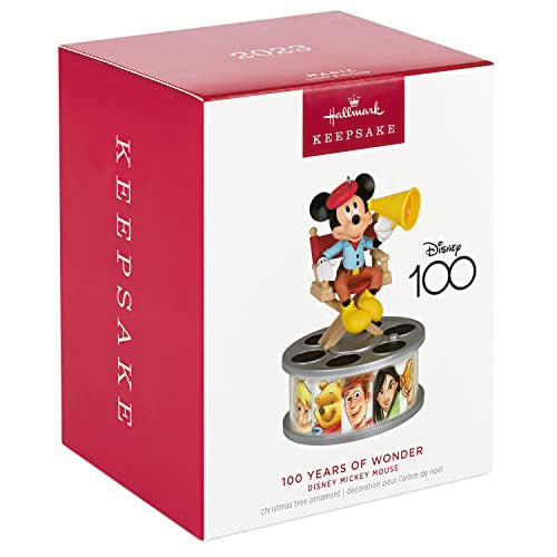 Hallmark Keepsake Christmas Ornament 2023, Disney 100 Years of Wonder Director Mickey Mouse with Light and Sound, Gifts for Disney Fans