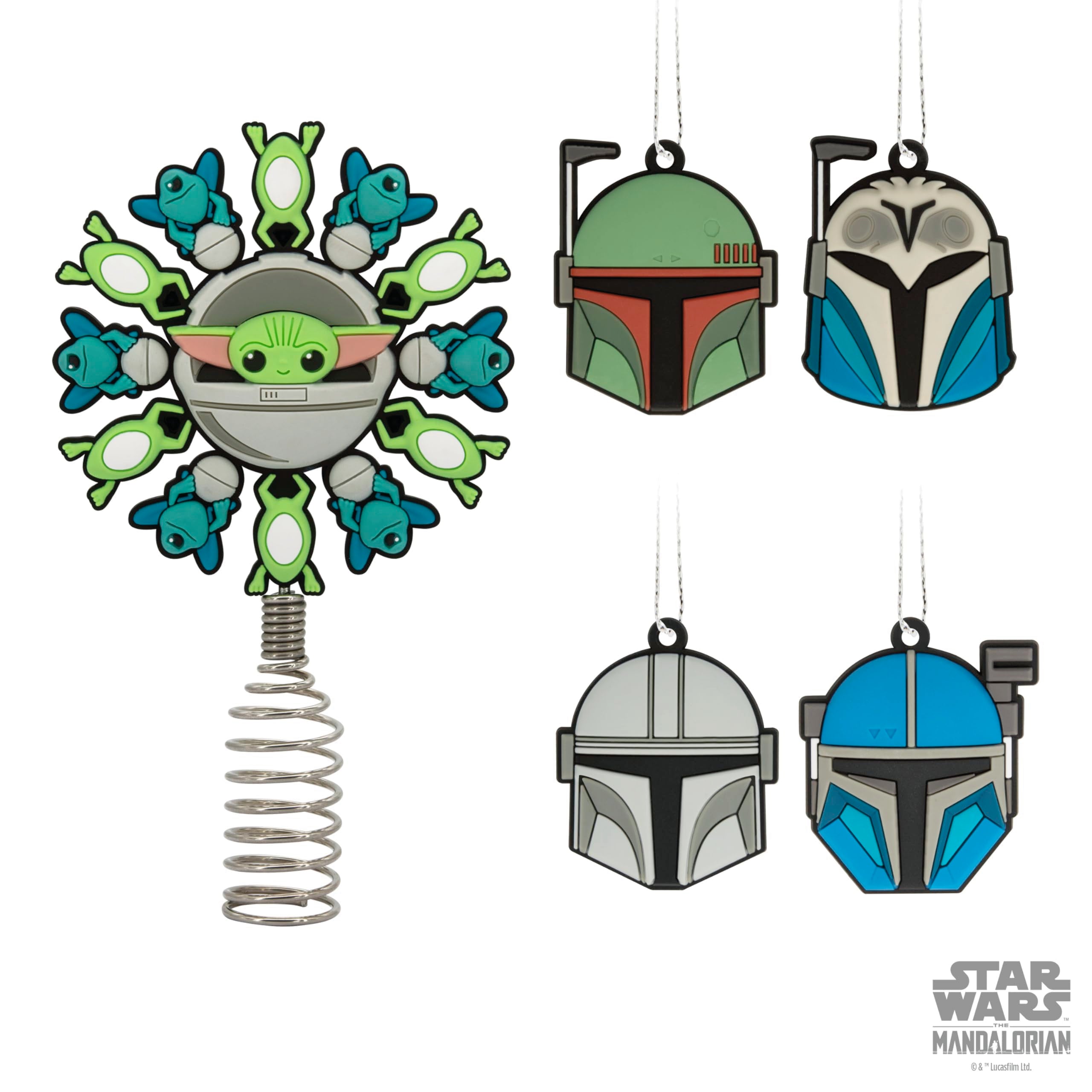 Hallmark Star Wars: The Mandalorian Mini Christmas Tree Topper and Ornaments, Set of 5, May The 4th