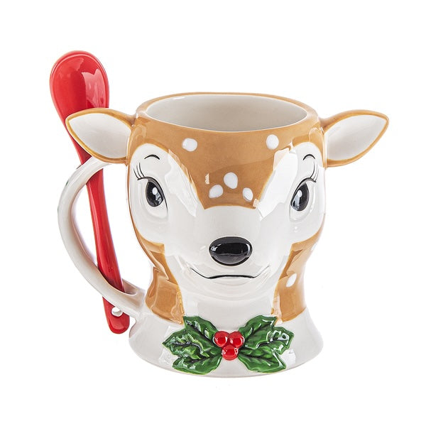 Deer Christmas Icon w/Spoon Mug