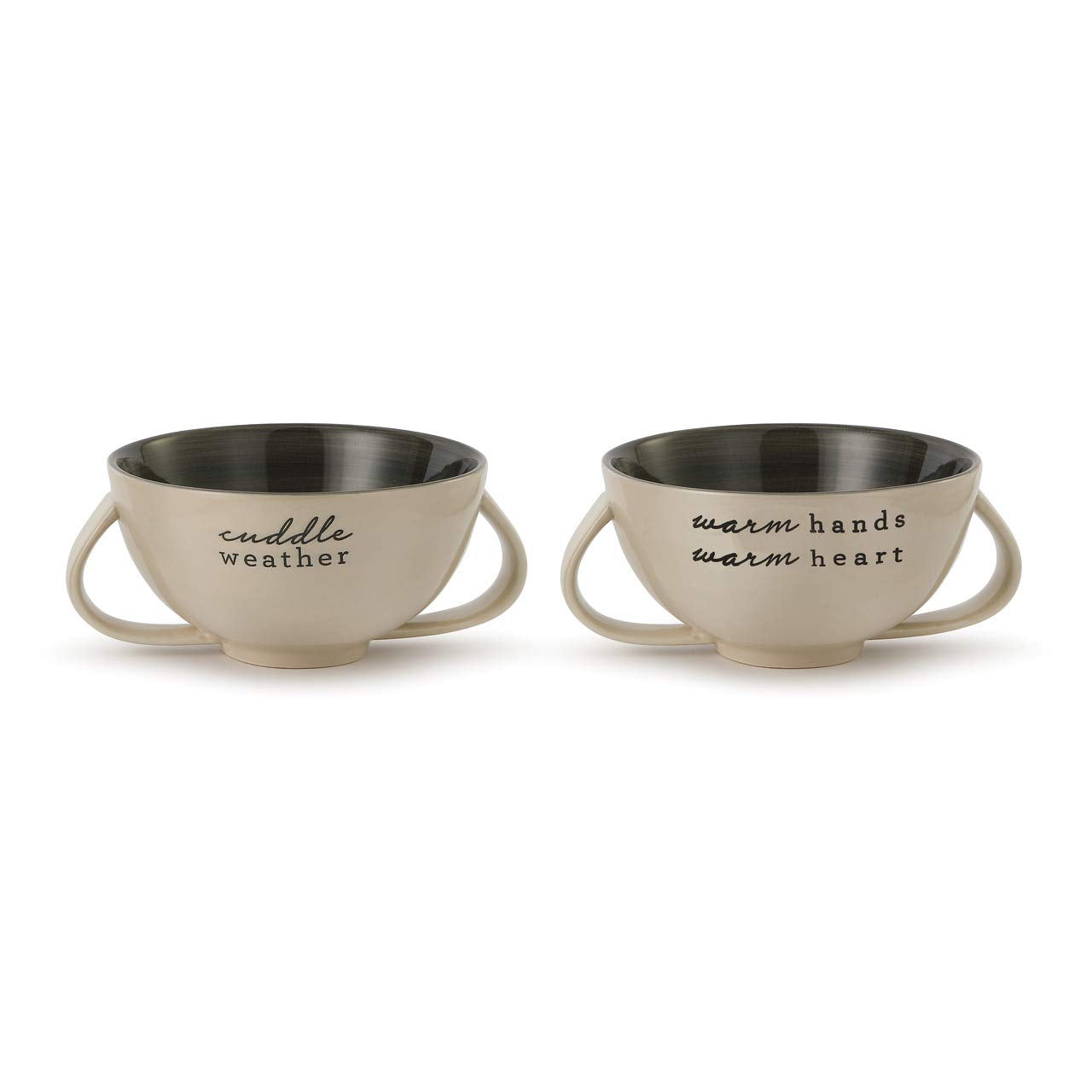 Cuddle Glossy Khaki 24 ounce Ceramic Stoneware Holiday Soup Bowls Set of 2