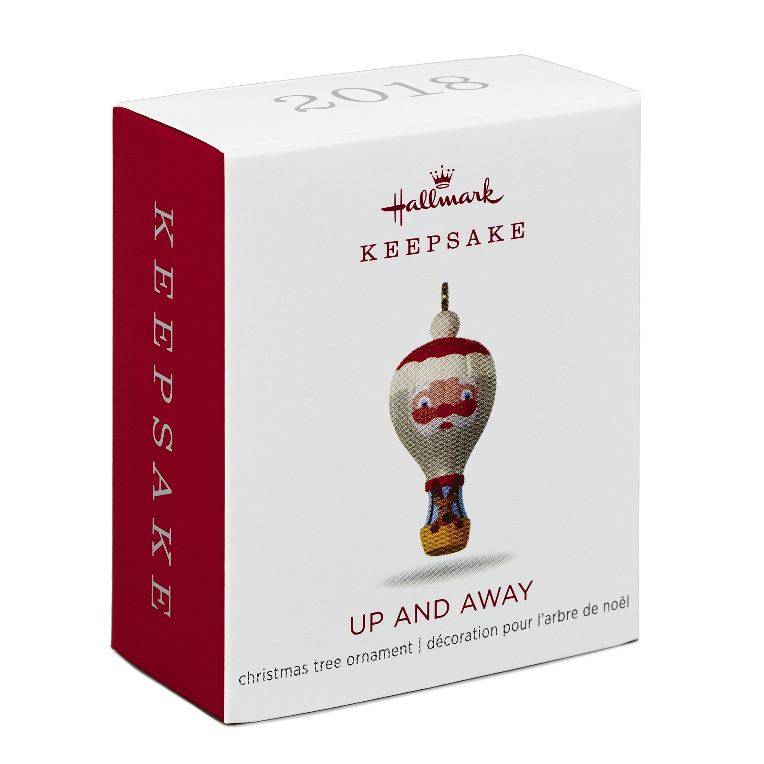 Hallmark Keepsake Mini Christmas Ornament 2018 Year Dated, Santa Hot Air Balloon Up and Away Miniature, 1.31"
