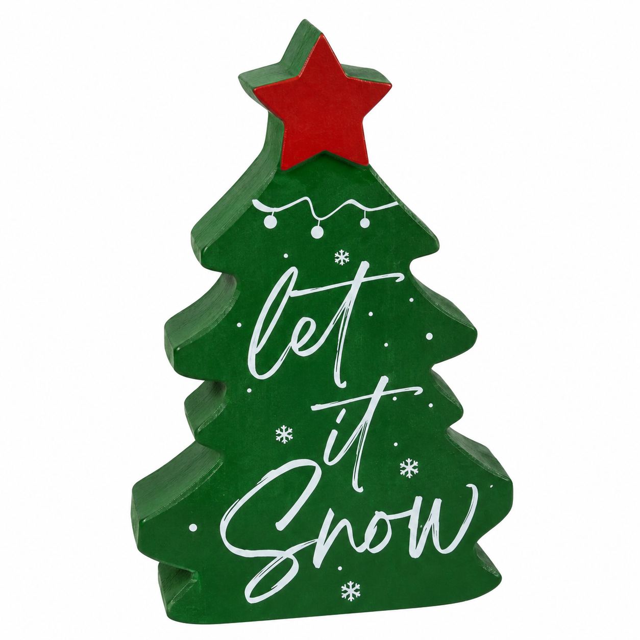 Adams & Co. "Let It Snow" Wooden Christmas Tree Chunky Cutout Decor