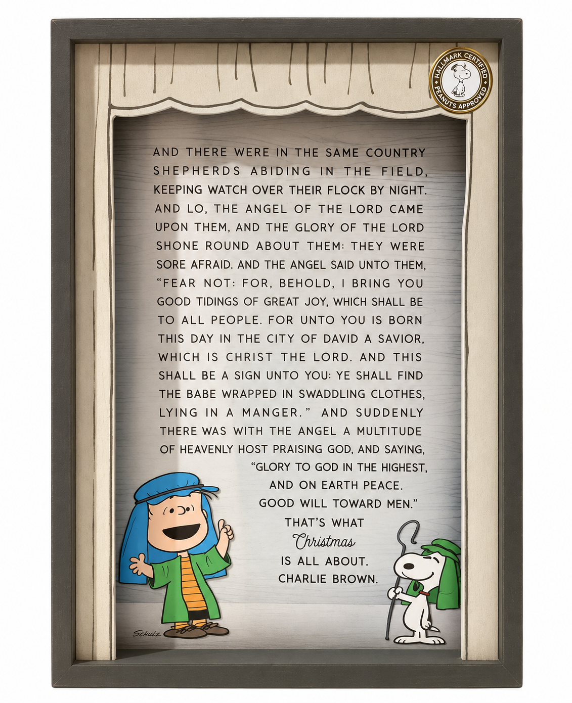 Hallmark Peanuts Linus Christmas Story Shadowbox