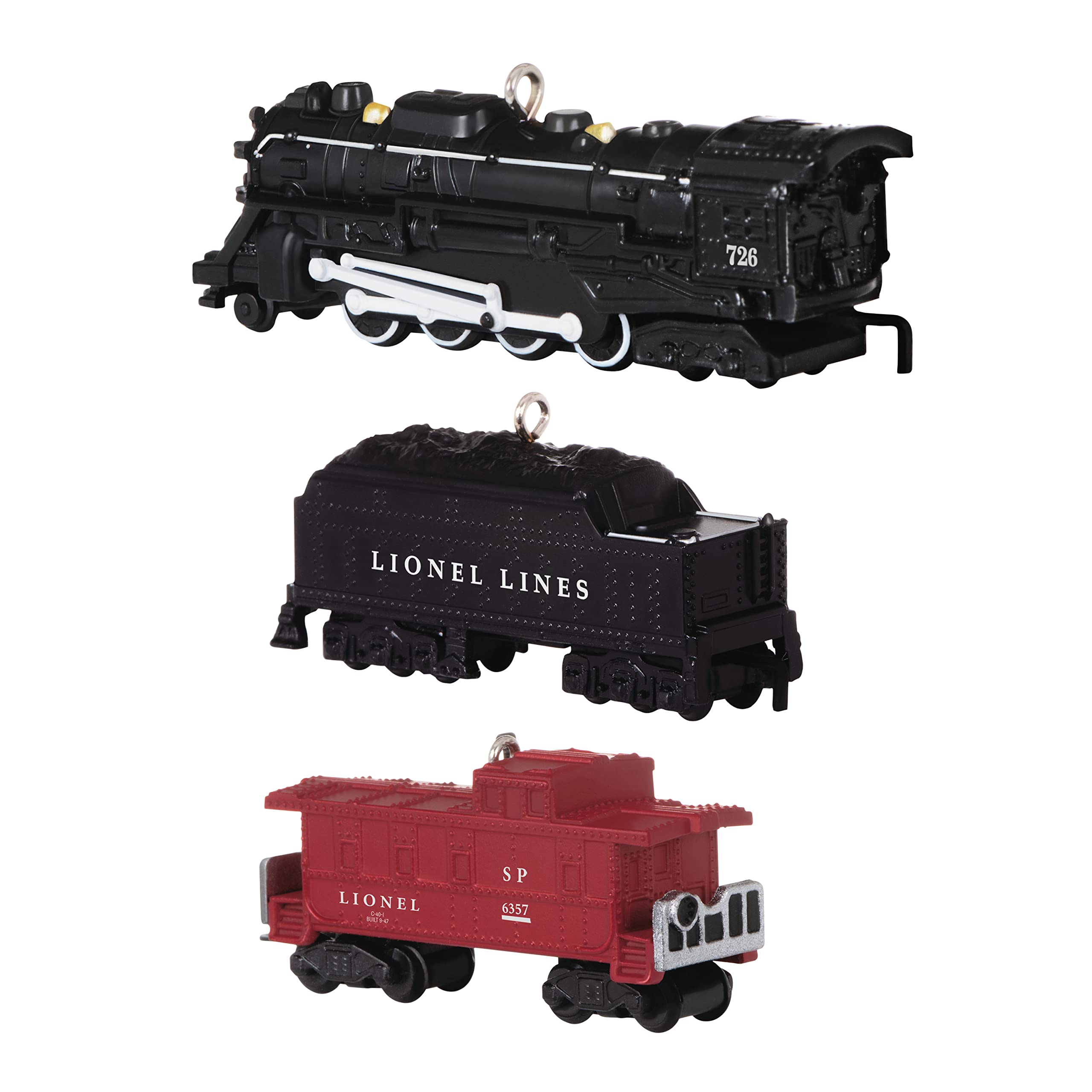 Hallmark Keepsake Miniature Plastic Christmas Ornament 2022, Lionel 2129WS Freight, Mini Set of 3