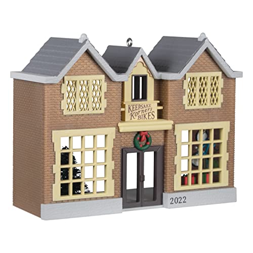 Hallmark Keepsake Plastic Christmas Ornament 2022 Year-Dated, Nostalgic Houses and Shops Keepsake Korners Bicycle Shop