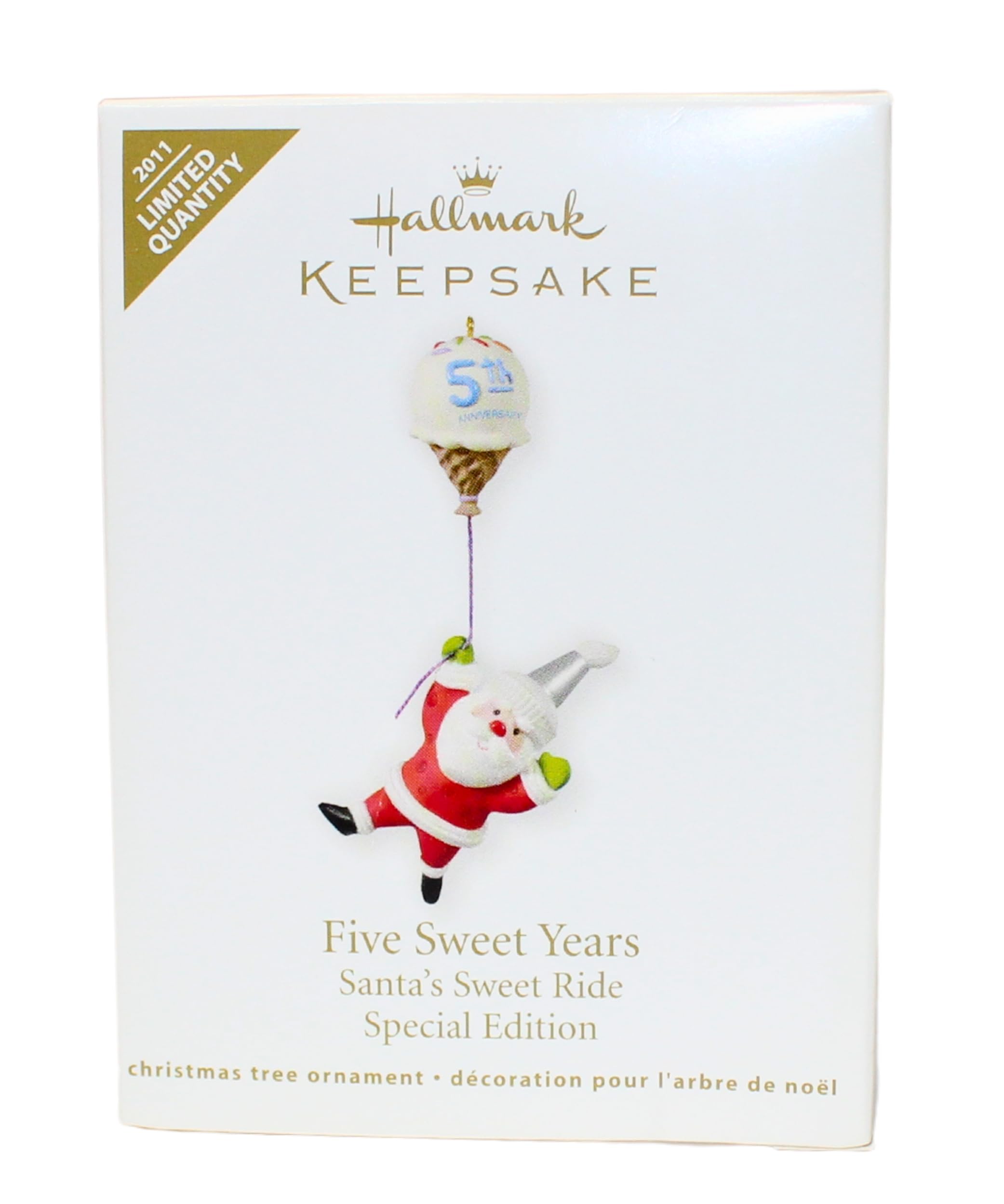 Hallmark "FIVE SWEET YEARS" Santa's Sweet Ride 2011 Ornament