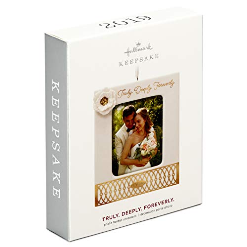 Hallmark Keepsake Christmas 2019 Wedding Ornament, Year Dated Truly. Deeply. Forever. Porcelain and Metal Photo Frame,