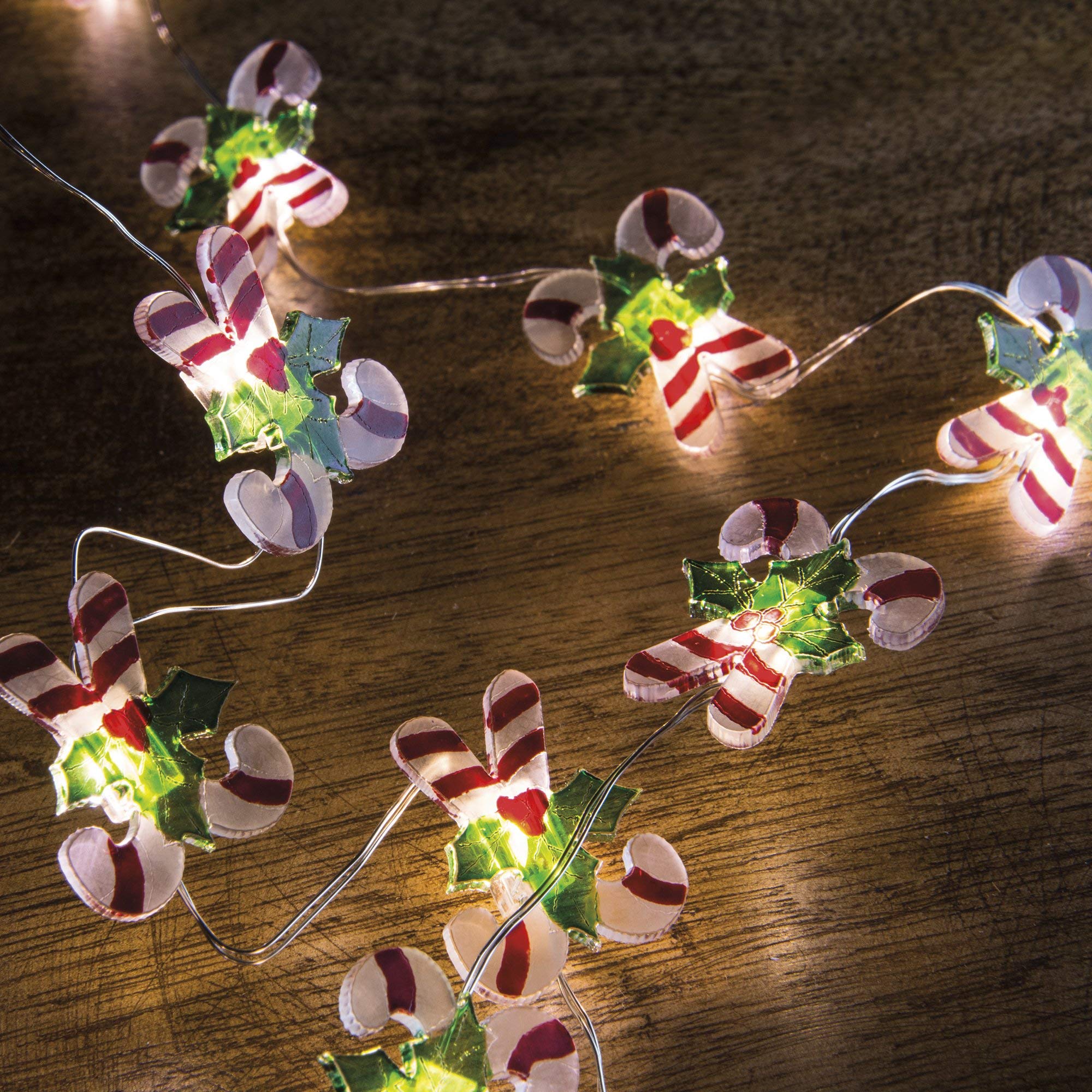Primitives by Kathy Candy Canes Miniature Battery Operated Wire Light Strand 5' Long