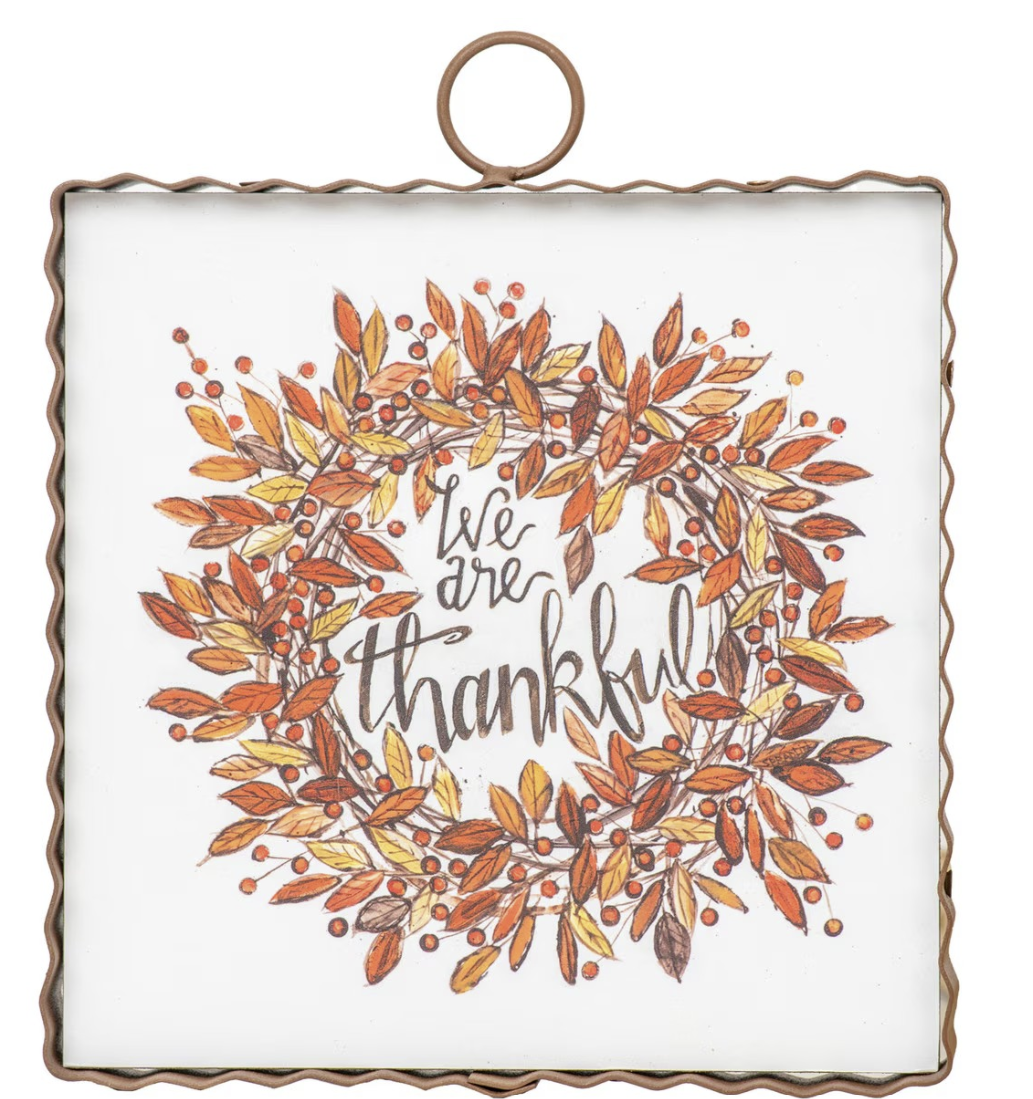Round Top Collection "We Are Thankful" Metal Wreath Plaque