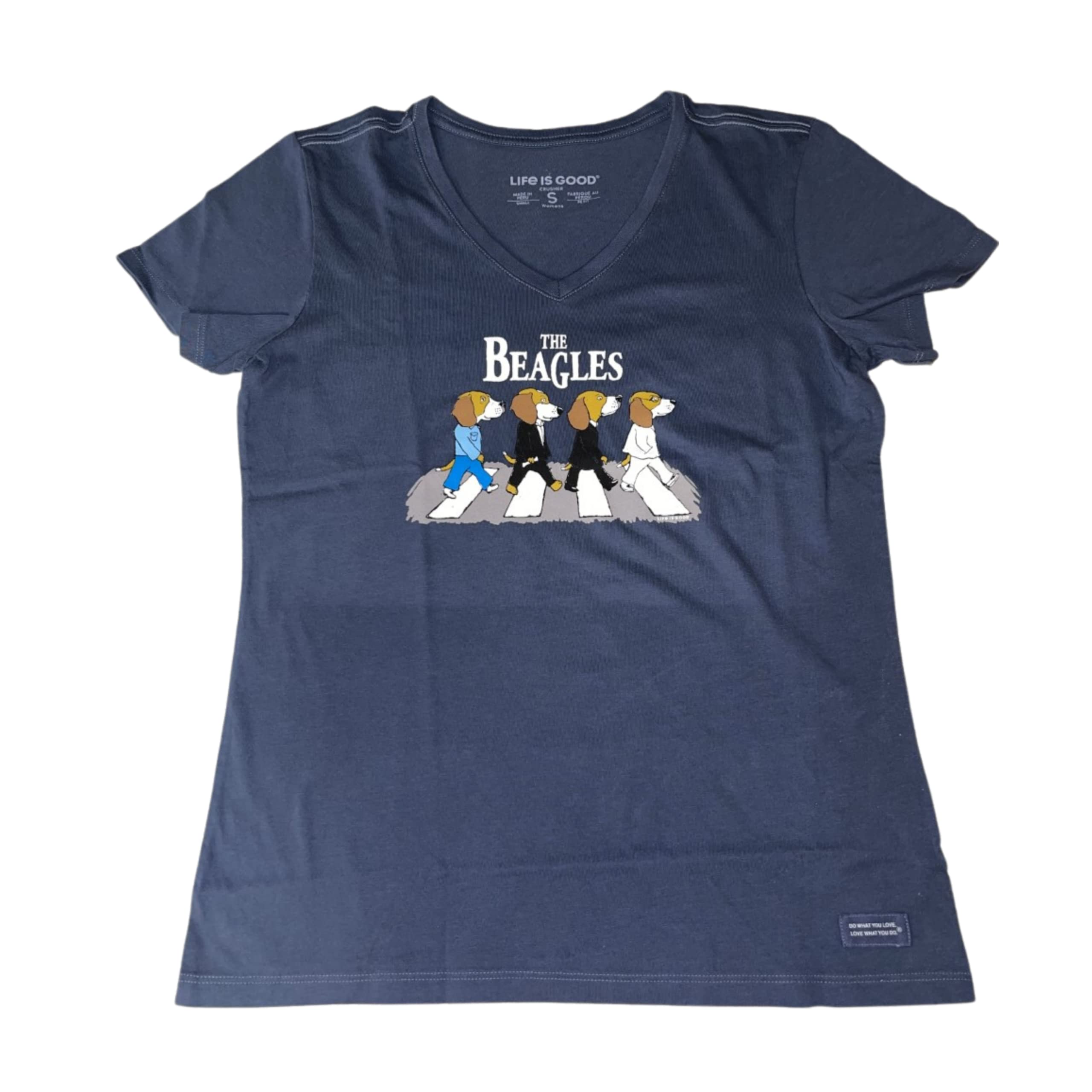 Medium Life is Good The Beagles Crusher Vee Darkest Blue MD (US 8-10)