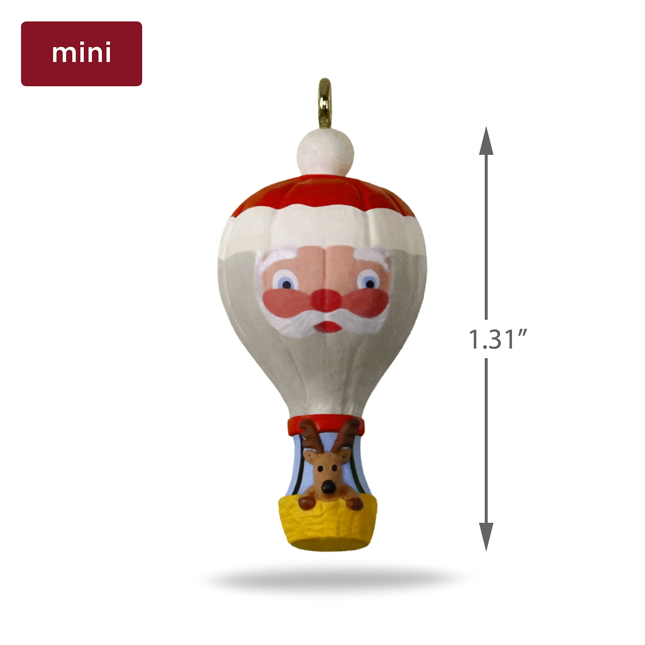 Hallmark Keepsake Mini Christmas Ornament 2018 Year Dated, Santa Hot Air Balloon Up and Away Miniature, 1.31"
