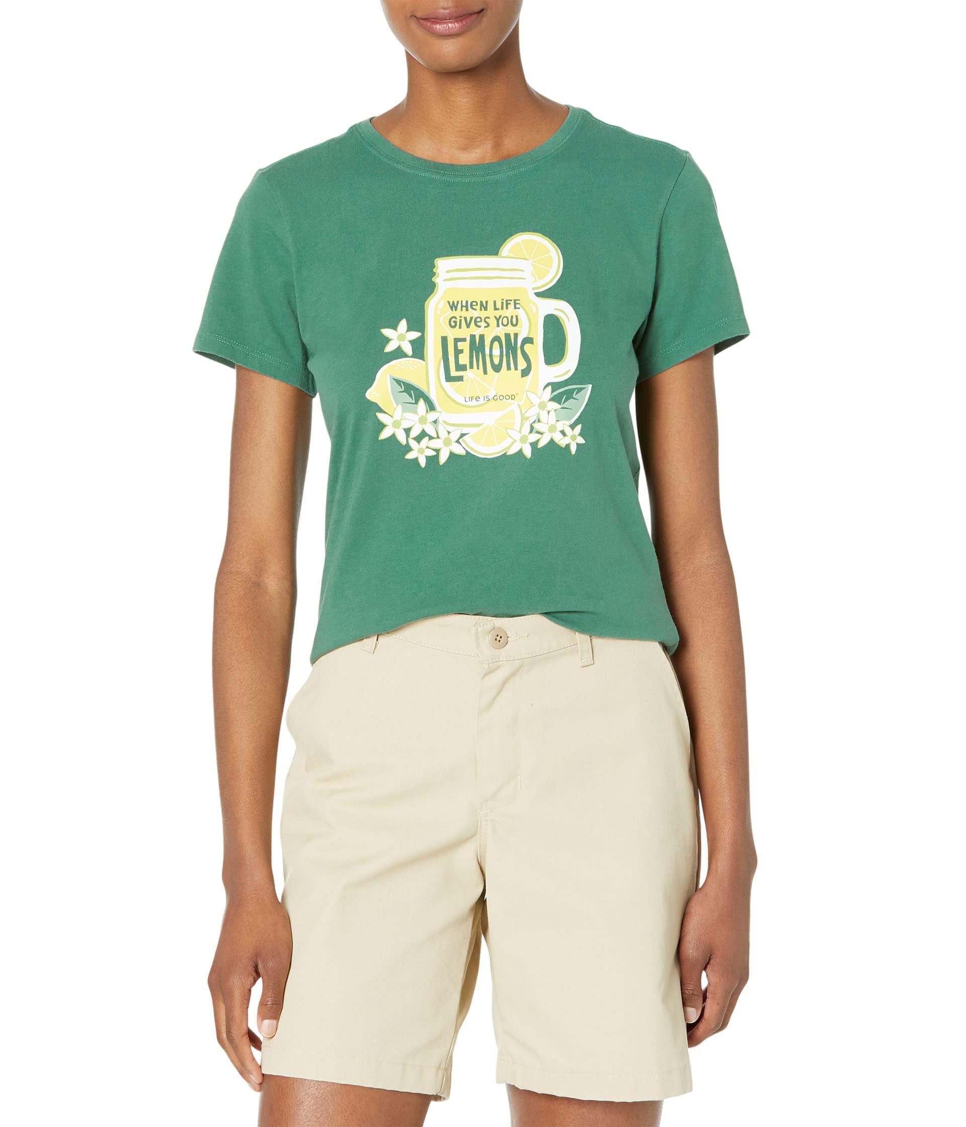 SM Life is Good Women's "When Life Gives You Lemons" Graphic Crusher Crewneck T-Shirt