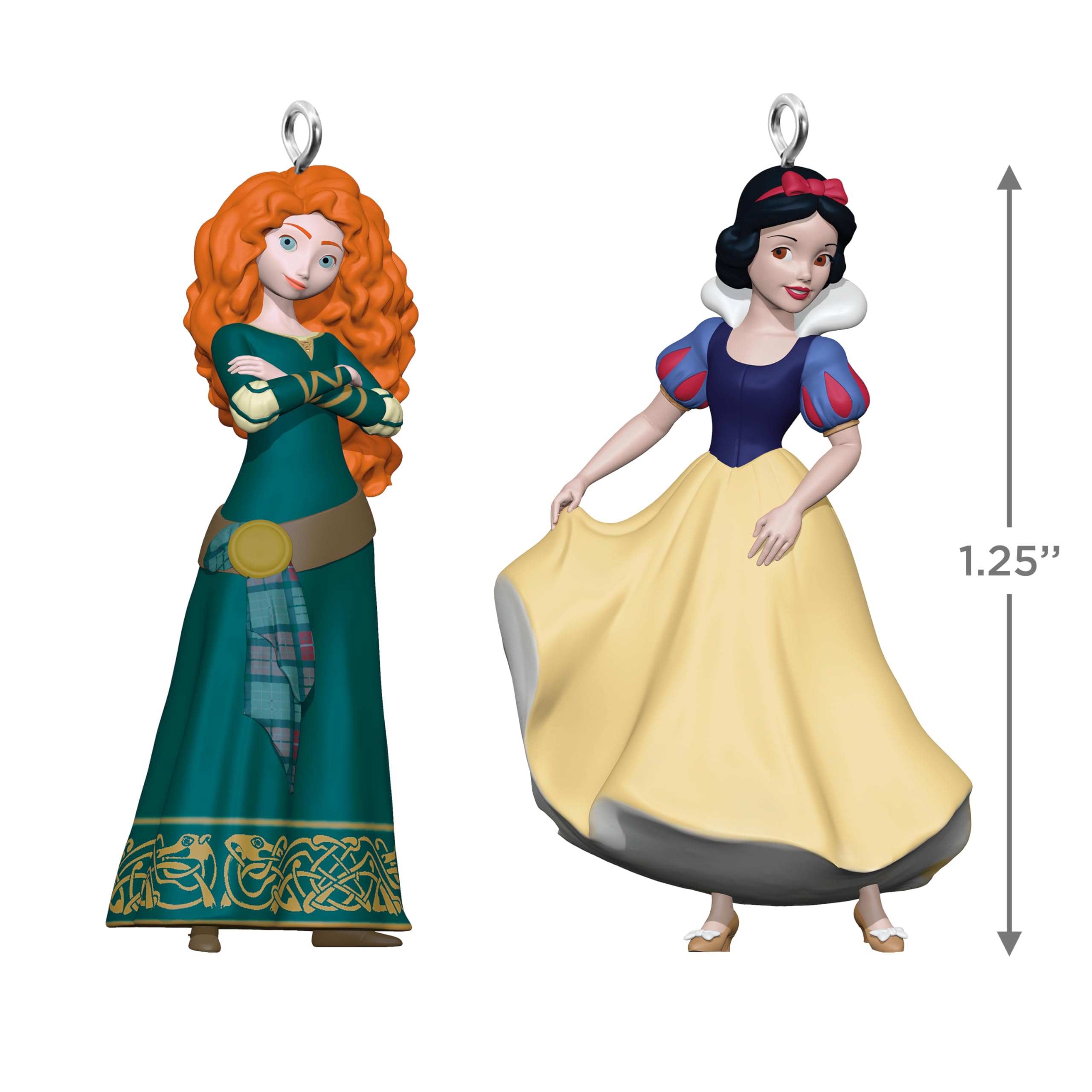 Hallmark Keepsake Disney Princess Mini Christmas Ornaments 2024, Merida and Snow White, Set of 2