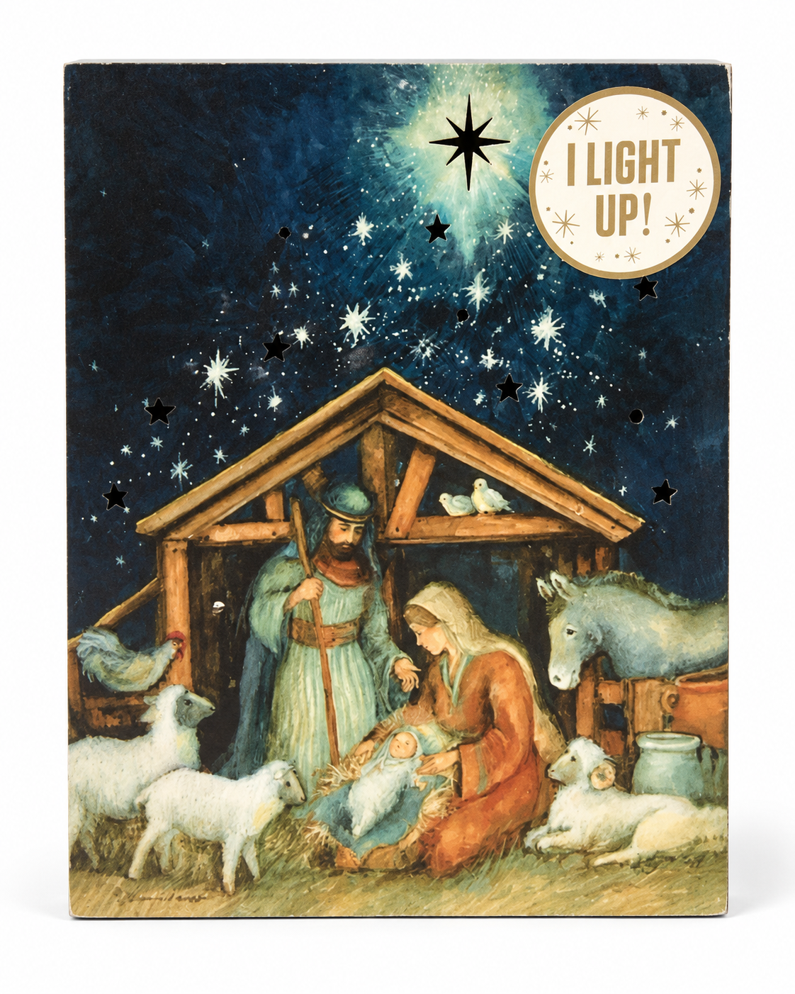 Ganz Light-Up Nativity Scene Wooden Sign