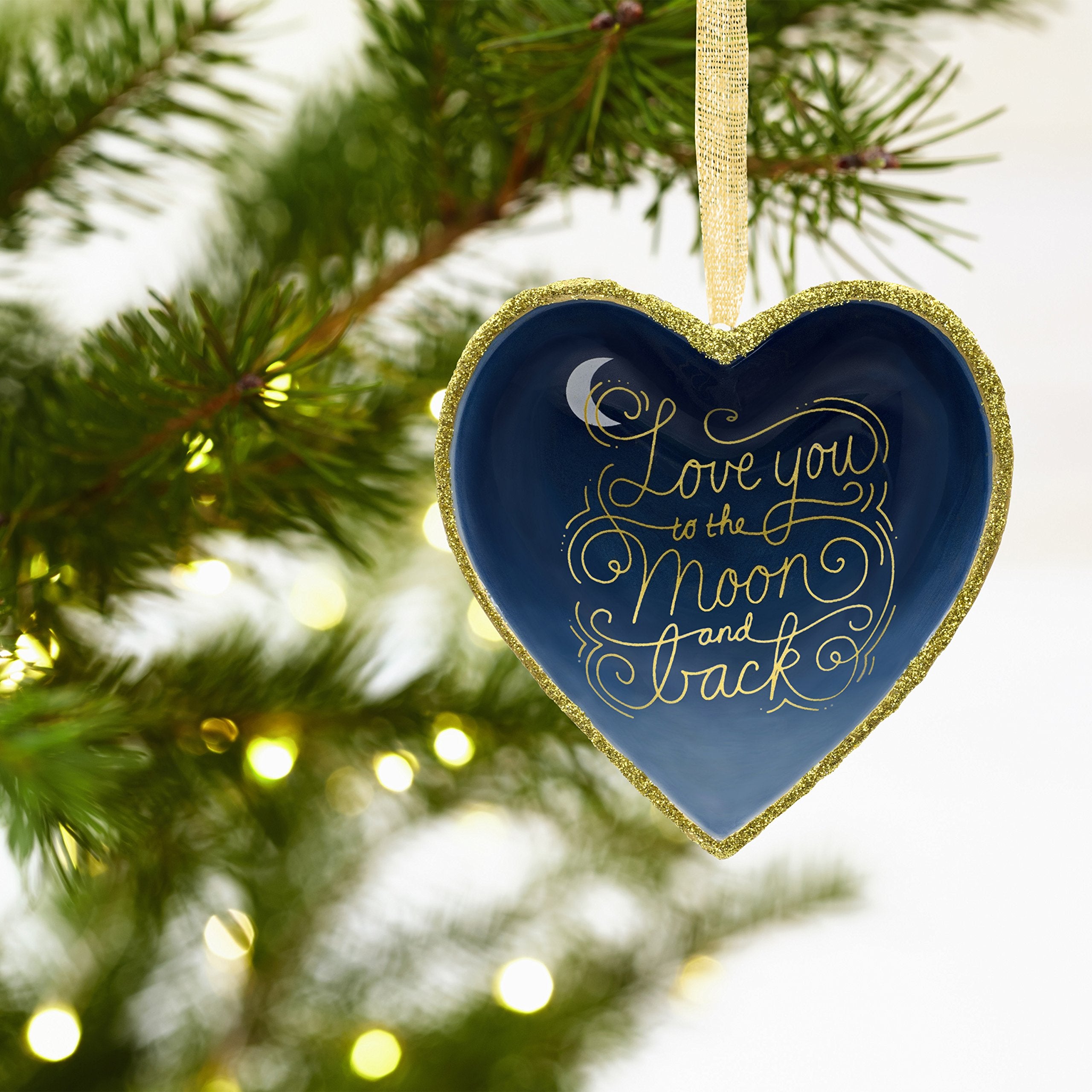 Hallmark Signature Christmas Ornament Love You to The Moon and Back Porcelain Heart