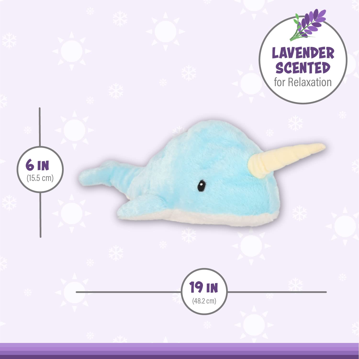 Warmies Weighted Scented Blue Narwhal Microwavable Plush NWT