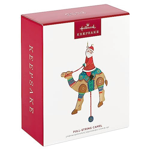 Hallmark Keepsake Christmas Ornament 2023, Pull-String Camel with Santa, Wood Ornament