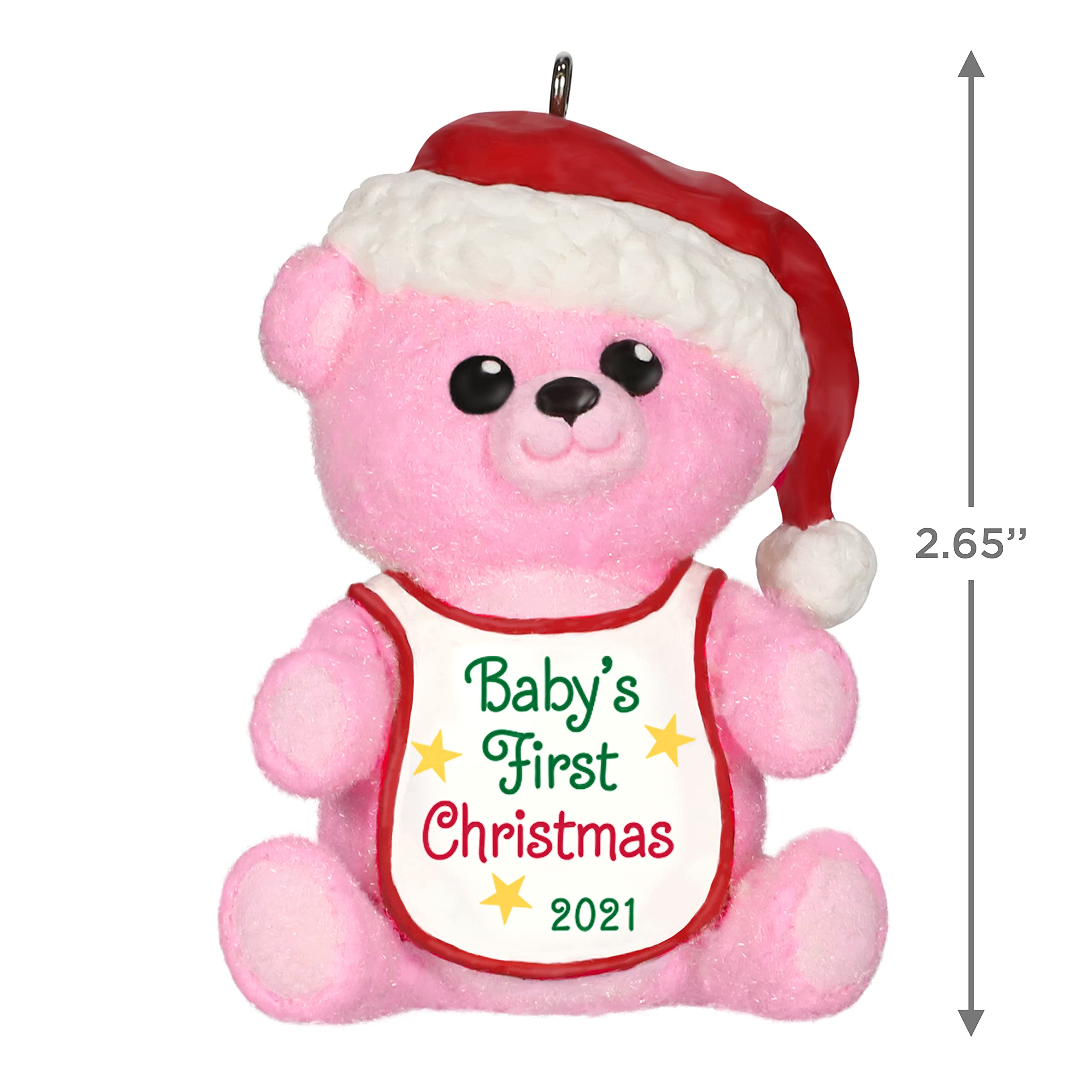 Hallmark Keepsake Christmas Ornament, Year Dated 2021, Baby Girl's First Christmas Pink Bear
