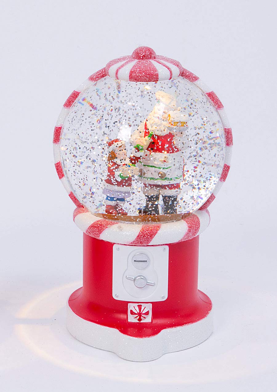 Gerson 7.5 Inch Santa in Gumball Machine Lighted Water Globe with Swirling Glitter - Battery Operated