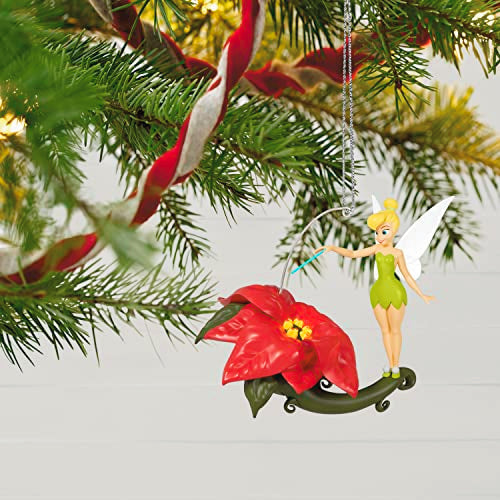 Hallmark Keepsake Christmas Ornament 2023, Disney Tinker Bell Pixie-Dusted Poinsettia, Gifts for Disney Fans