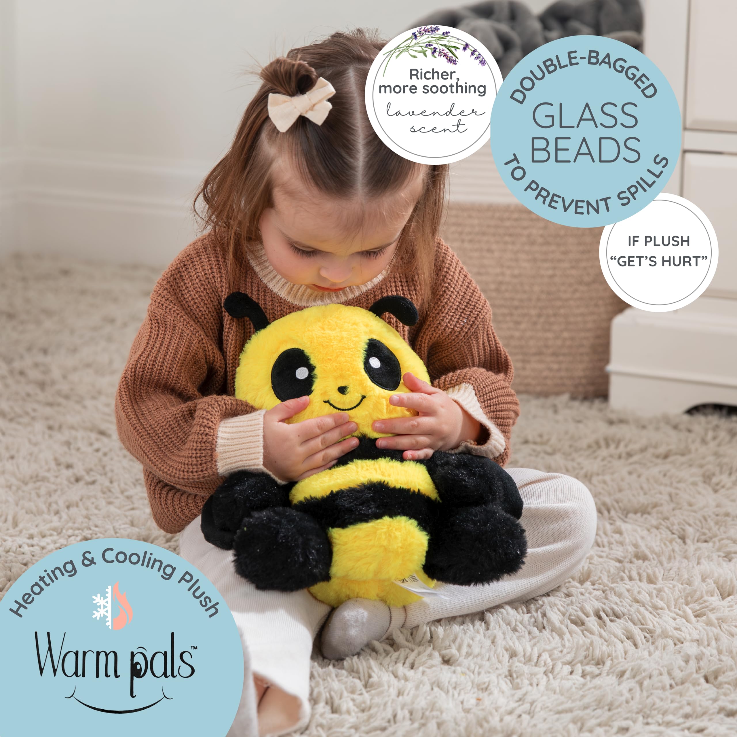 Warm Pals Bumble Bee Yellow Black Microwavable Heated Lavender Scented Plush NWT