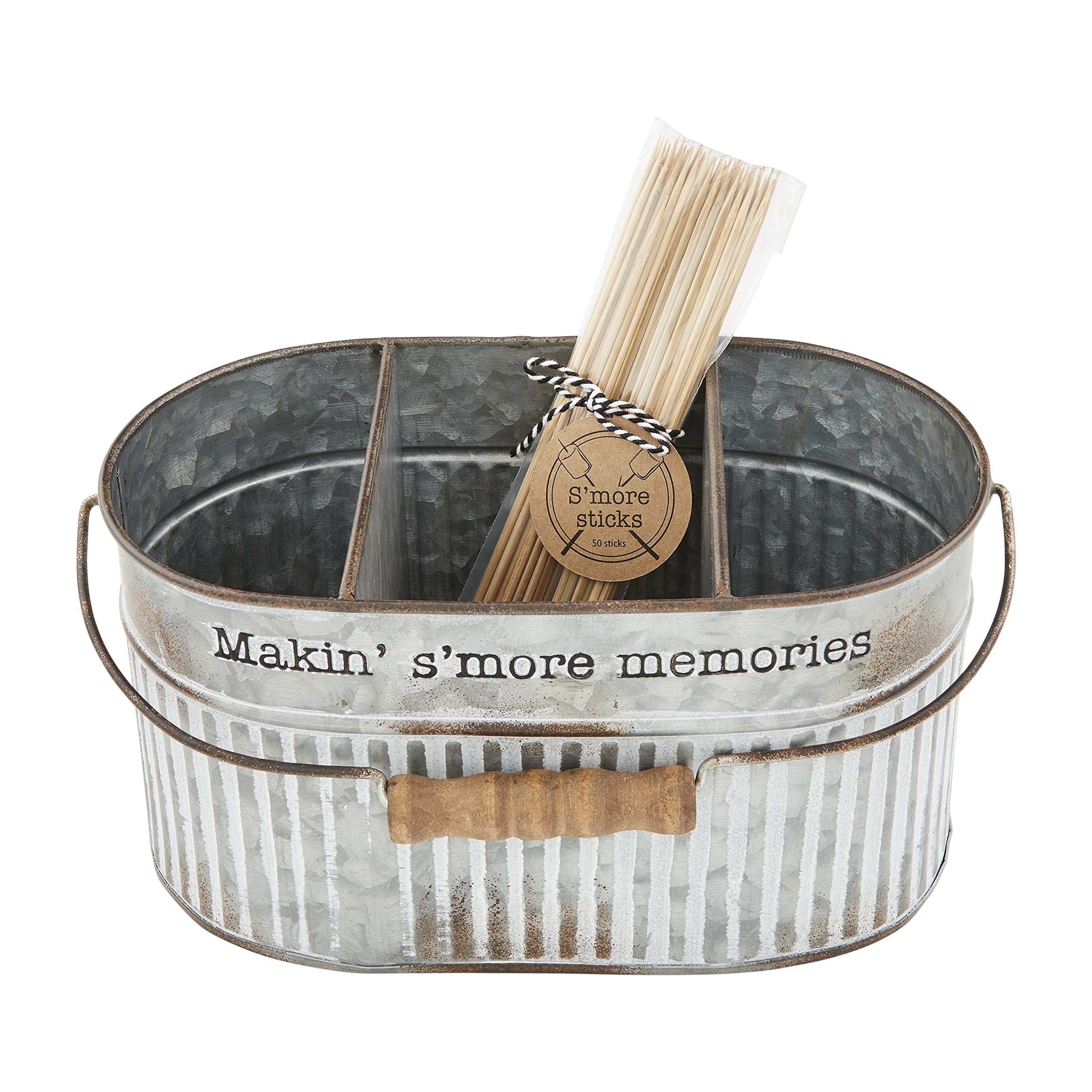 Mud Pie Tin S'More Skewer Set, Bucket 5" x 10"