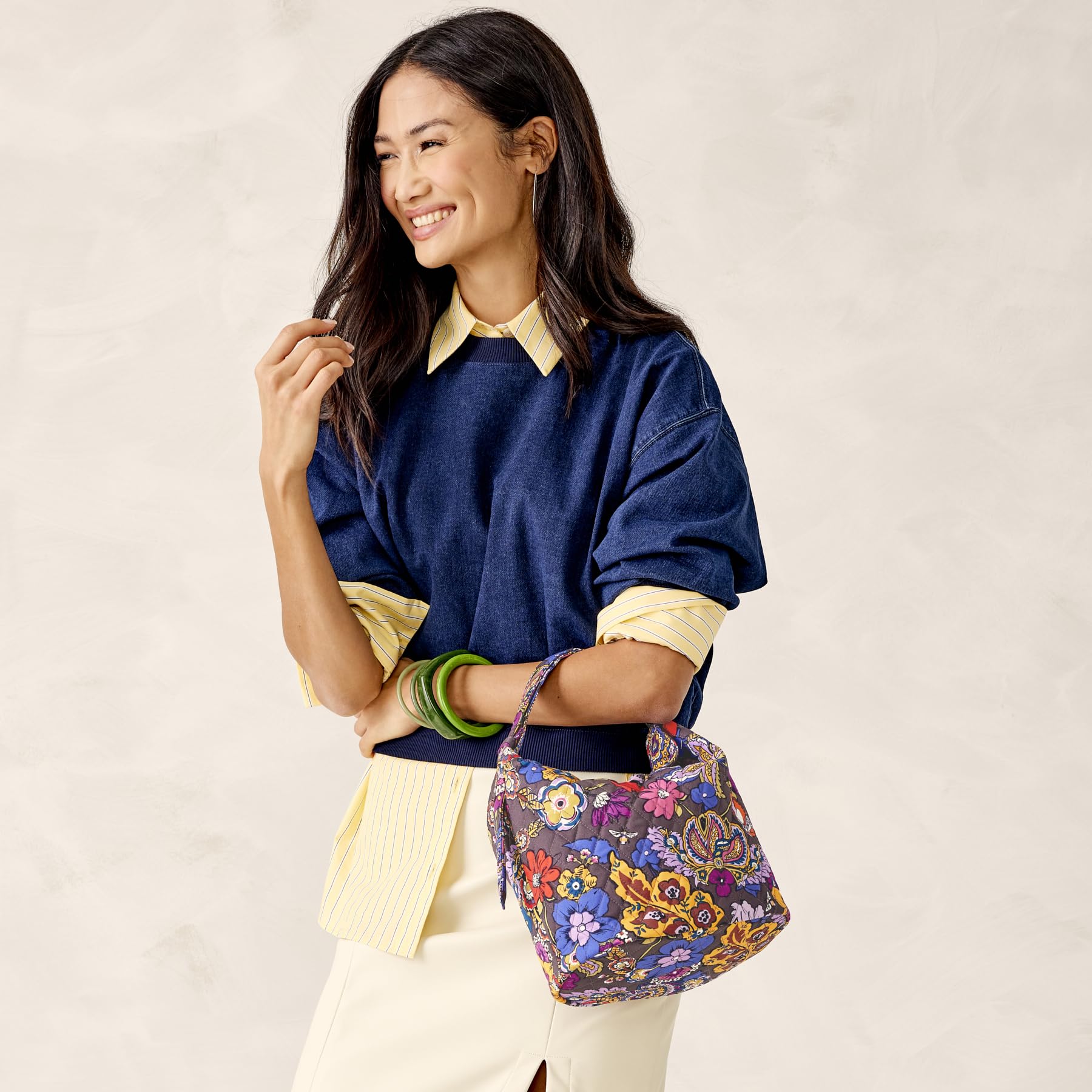 Vera Bradley Premium Cotton Astoria Shoulder Bag, Colorful Bouquet