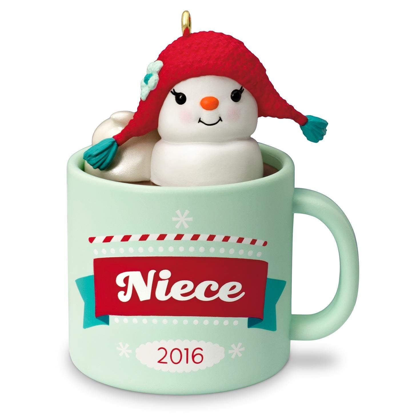 Hallmark Keepsake Ornament Niece Hot Cocoa Mug and Marshmallow Snowman 2016
