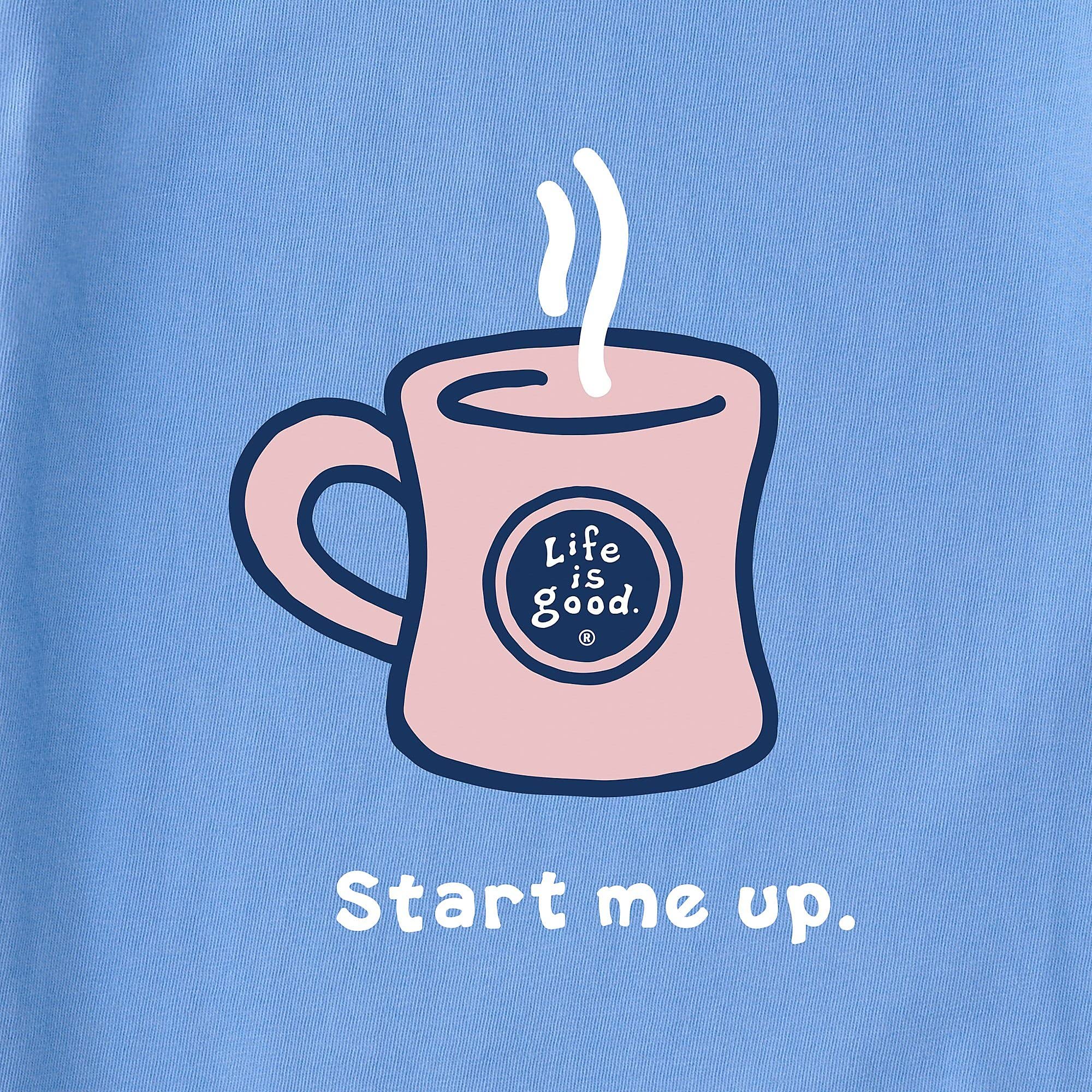 LG Life is Good Women's "Start Me Up" Coffee Mug Graphic Crusher V-Neck T-Shirt