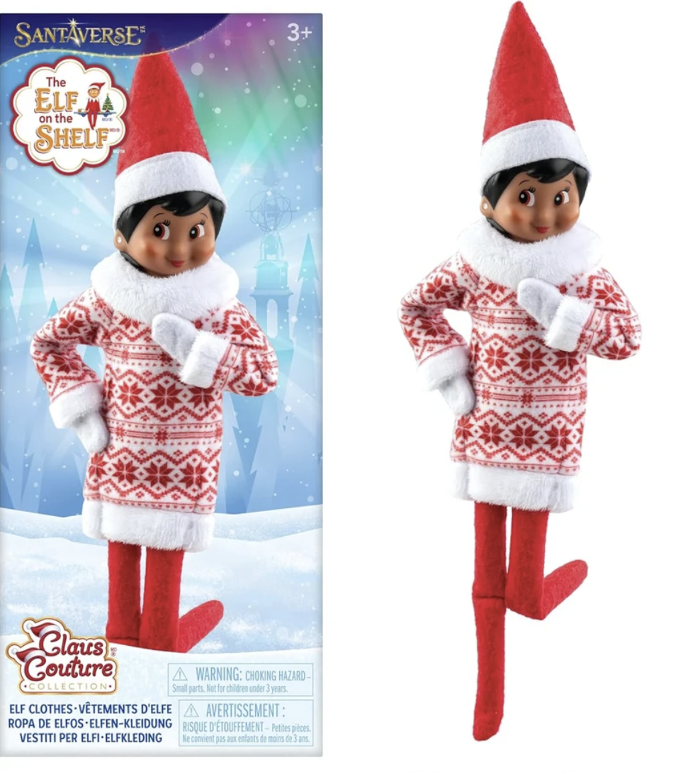 The Elf on the Shelf Claus Couture Collection Cozy Pattern Sweater Dress