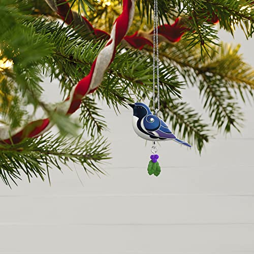 Hallmark Keepsake 1.3" Miniature Plastic Christmas Ornament 2022, Black-Throated Blue Warbler