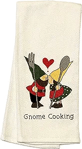 Gnome Cooking Christmas Gnome Couple Novelty Tea Towel (15" W √ó 25" H) 100% Cotton Absorbent Dishtowels for Holiday Kitchen Decor