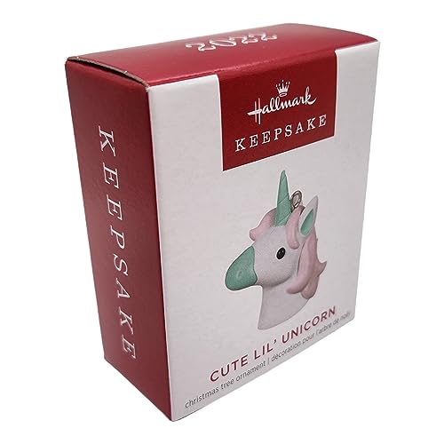 Hallmark Miniature Unicorn Ornament - Cute Lil' Unicorn, Size Approx: 1.2 x 1.3 x 0.75 inches, Pastel/Iridescent, Baby Shower