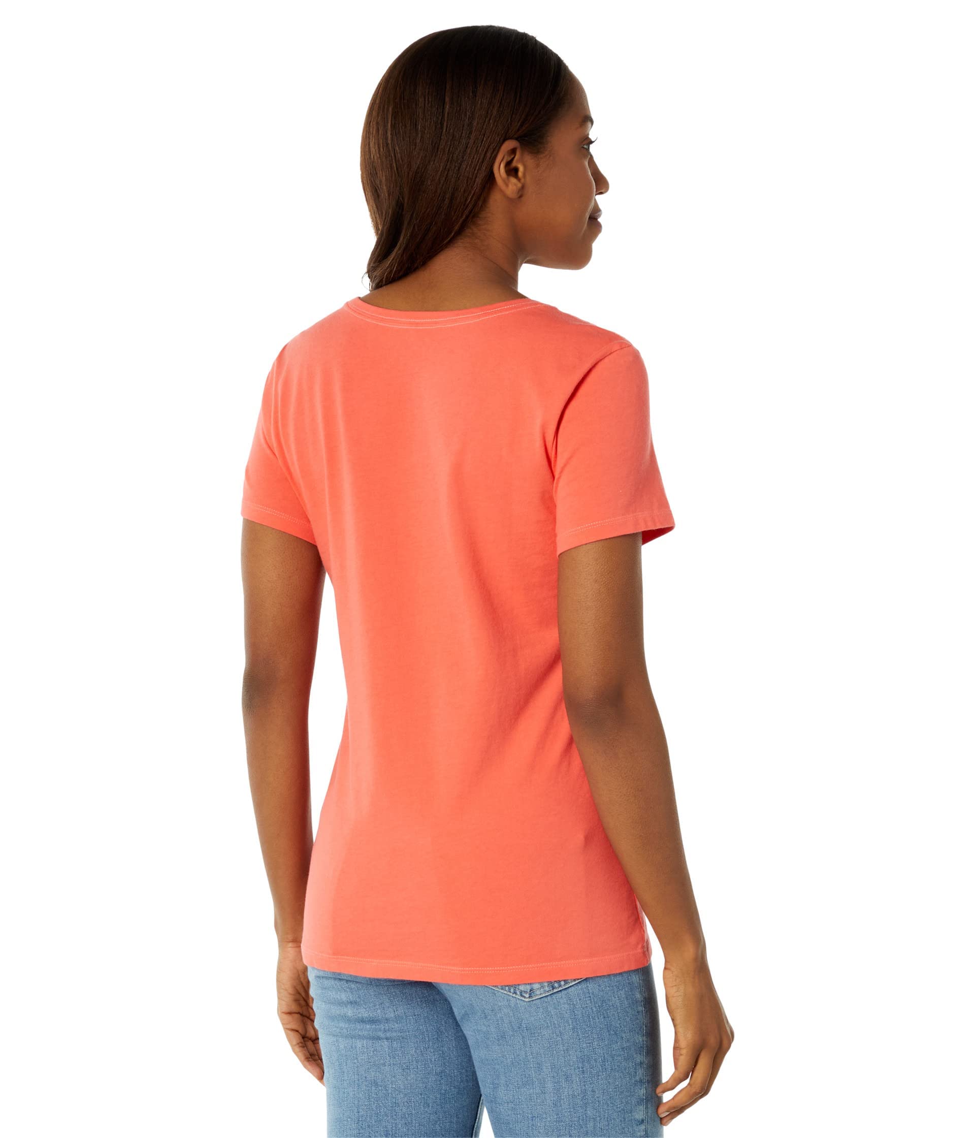 MD Life is Good® Women’s "Talk Dirty To Me" Martini Graphic V-Neck Crusher Tee – Coral Pink