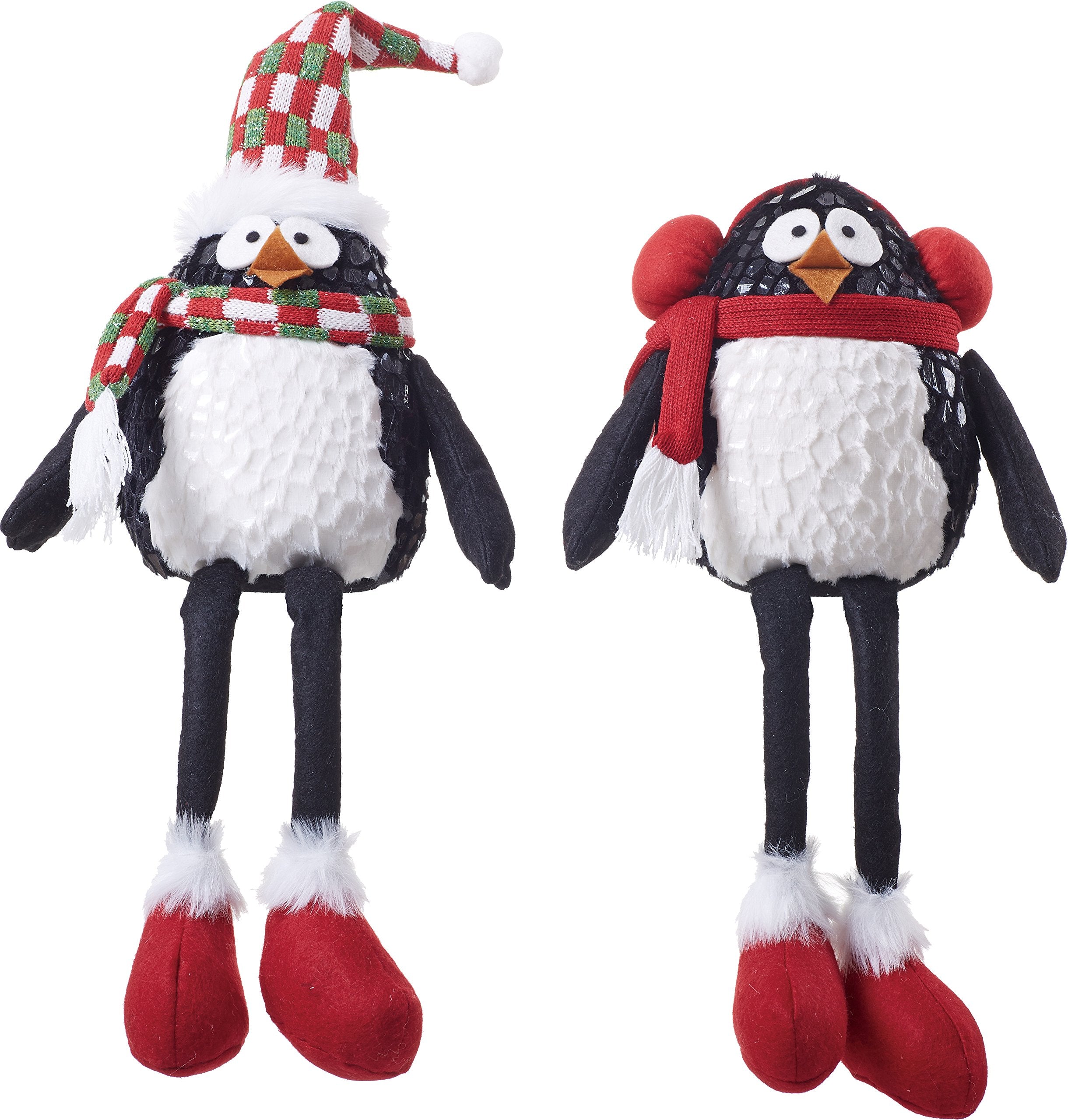 Transpac Imports His and Her Penguin Shelf Sitter 17 inch Plush Christmas Figurines Set of 2