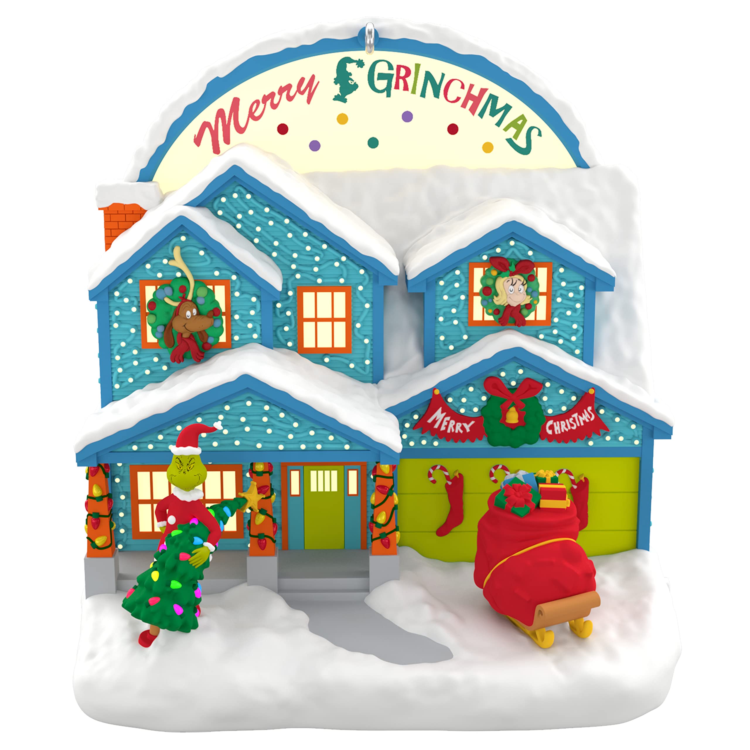 Hallmark Keepsake Christmas Ornament 2022, Dr. Seuss's How the Grinch Stole Christmas! A Very Merry Grinchmas! Music with Light