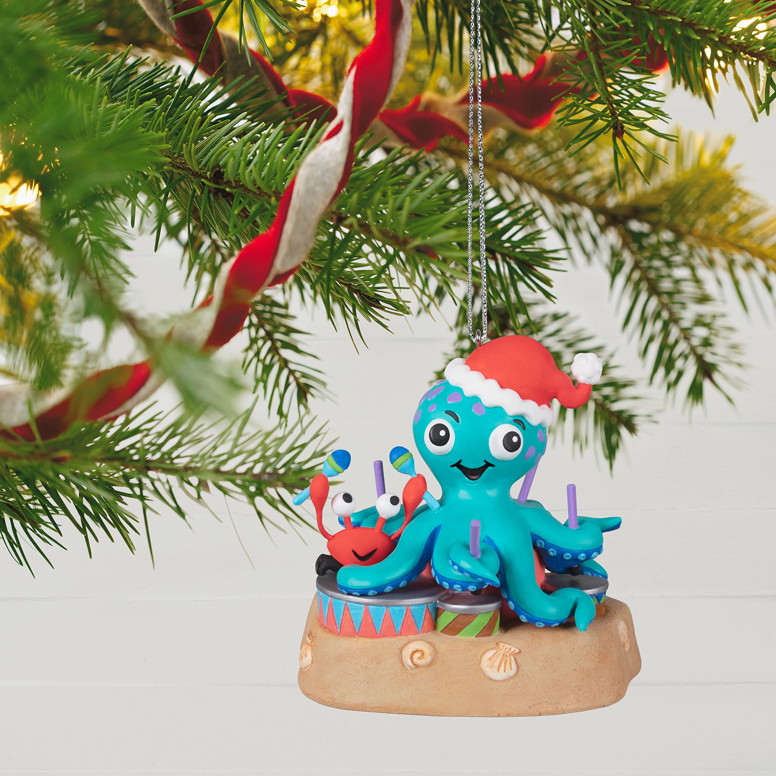 Hallmark Keepsake Christmas Ornament 2022, Festive Octopus Ornament with Music