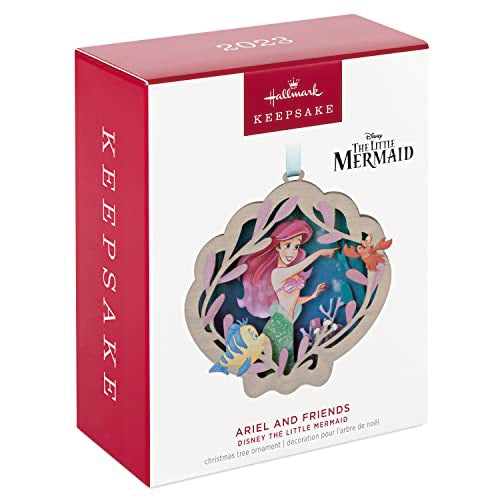 Hallmark Keepsake Christmas Ornament 2023, Disney The Little Mermaid Ariel and Friends, Papercraft Ornament, Gifts for Disney Fans