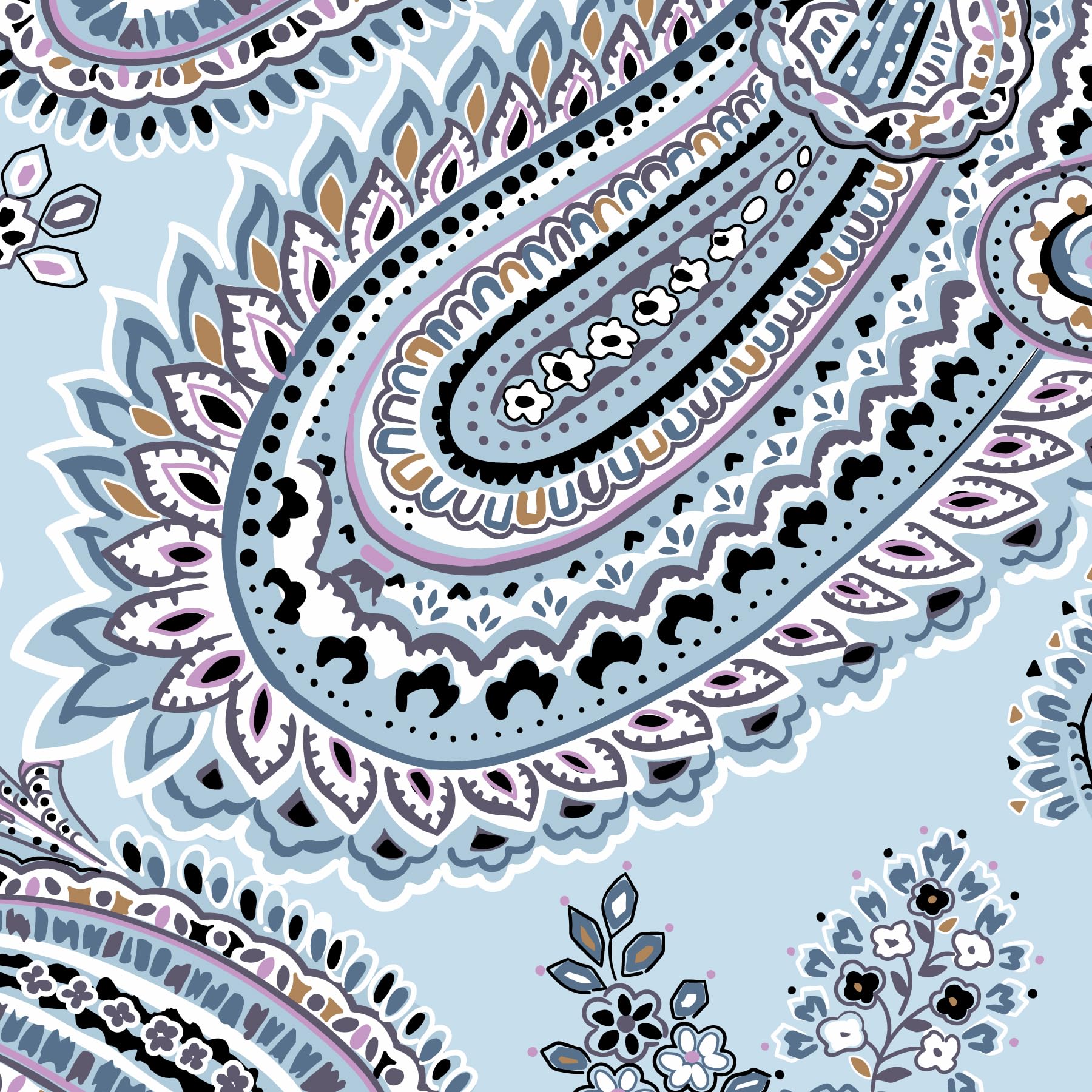 Vera Bradley Women's Fleece Plush Throw Blanket, Soft Sky Paisley, 80 X 50