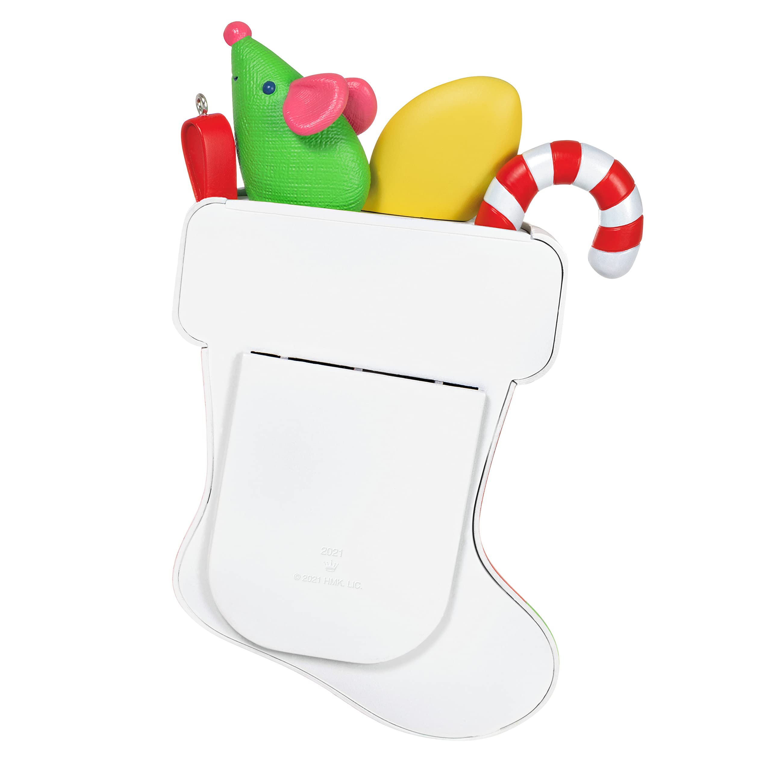 Hallmark Keepsake Christmas Ornament, Year Dated 2021, Santa's Purr-FECT Helper Cat Stocking Photo Frame