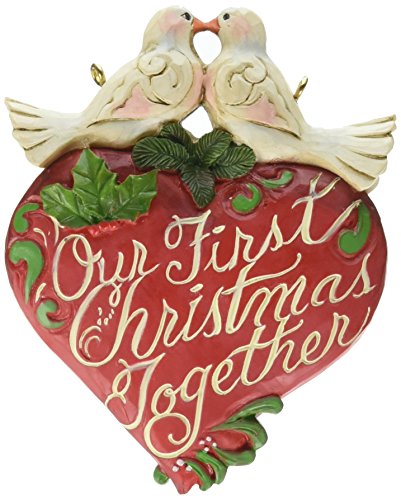 Jim Shore Heartwood Creek Our First Christmas Together Heart Stone Resin Hanging Ornament, 3.75”