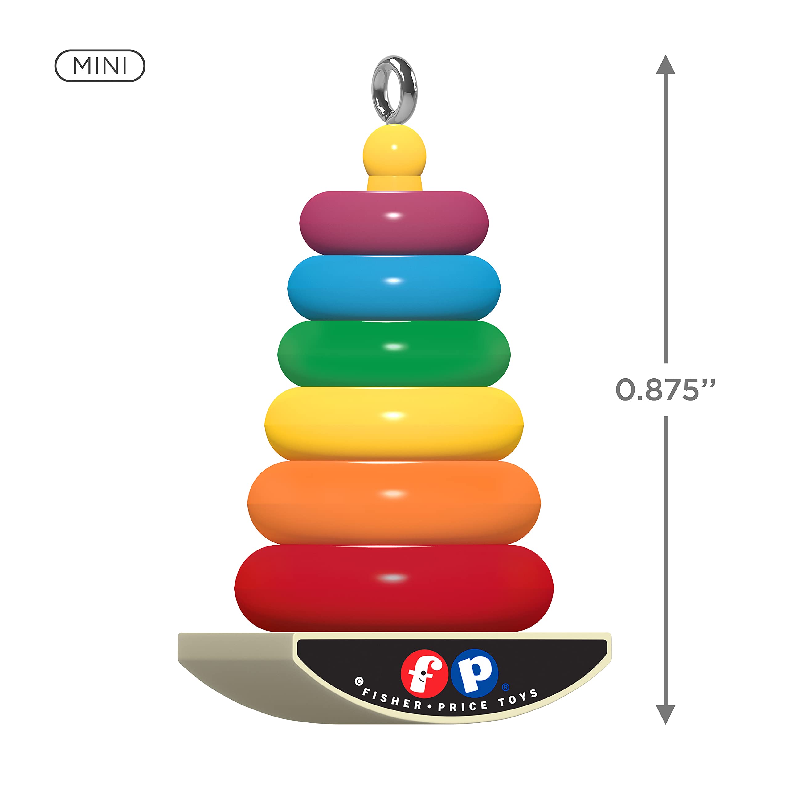 Hallmark Keepsake 0.875" Miniature Christmas Ornament 2021, Fisher-Price Rock-a-Stack Toy, Mini