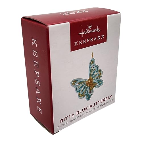 Hallmark Keepsake 1.2" Miniature Plastic Christmas Ornament 2022, Bitty Blue Butterfly