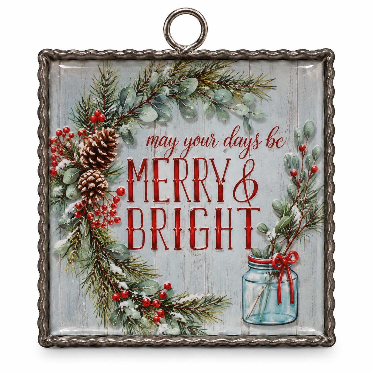 Rustic Corrugated Metal "May Your Days Be Merry & Bright" Wall Plaque / Hanging Decor