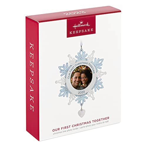 Hallmark Keepsake Christmas Ornament 2023, Our First Christmas Together Snowflake Photo Frame, Picture Gift