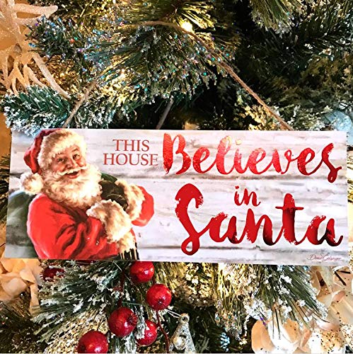 Believe in Santa Wooden Sign with Rope Hanger