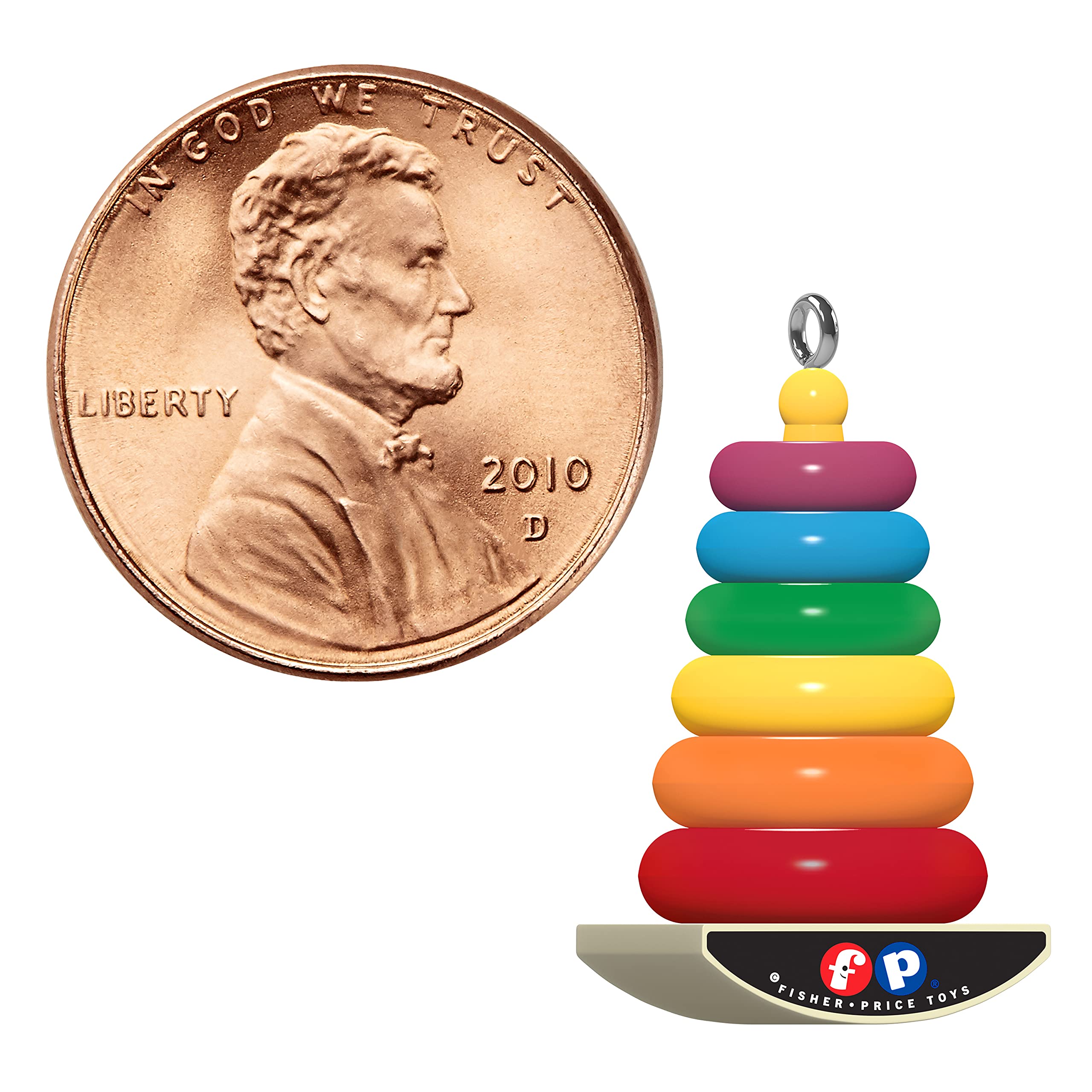 Hallmark Keepsake 0.875" Miniature Christmas Ornament 2021, Fisher-Price Rock-a-Stack Toy, Mini