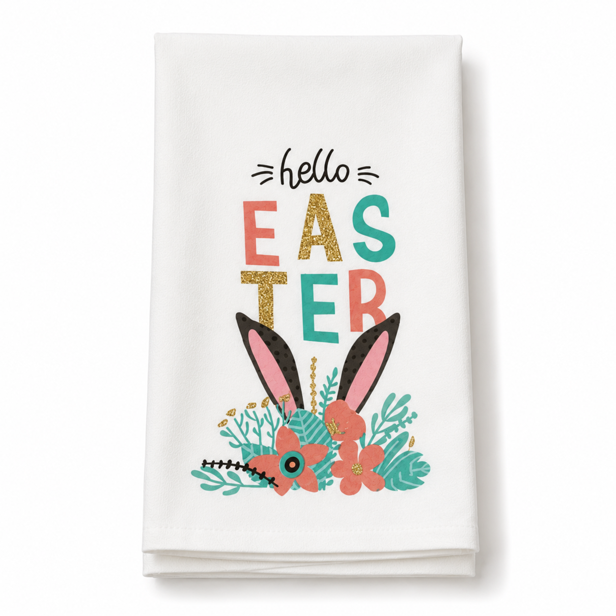 Nidico Cute Easter Kitchen Tea Towel 15 x 25 - Hello Easter