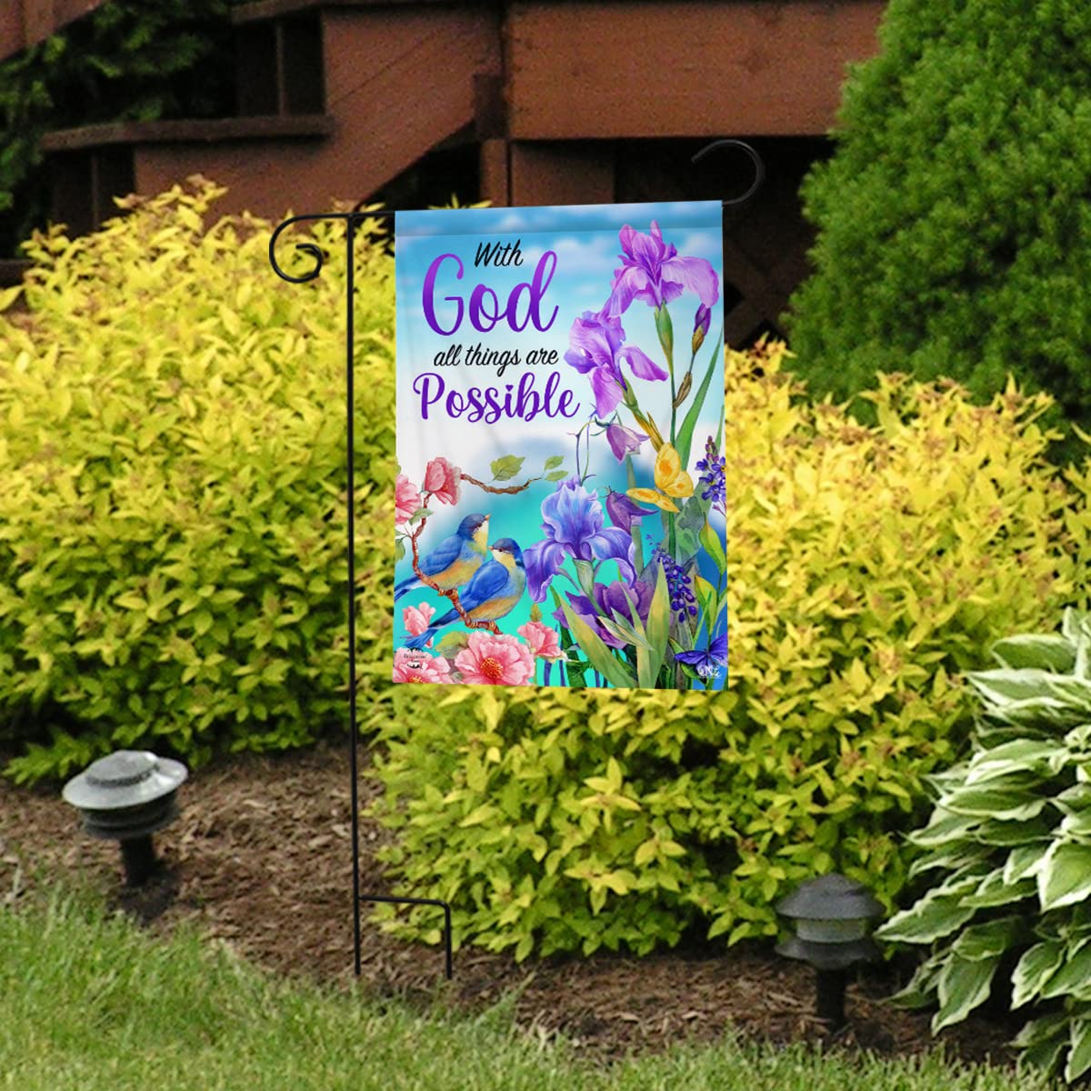 With God Religious Garden Flag