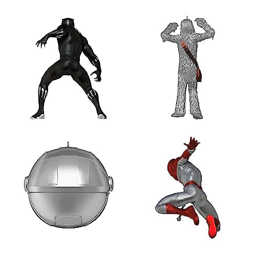 Hallmark Keepsake Christmas Ornament 2023, Disney 100 Years of Wonder Star Wars and Marvel Heroes, Set of 4, Gifts for Star Wars, Super Hero Fans